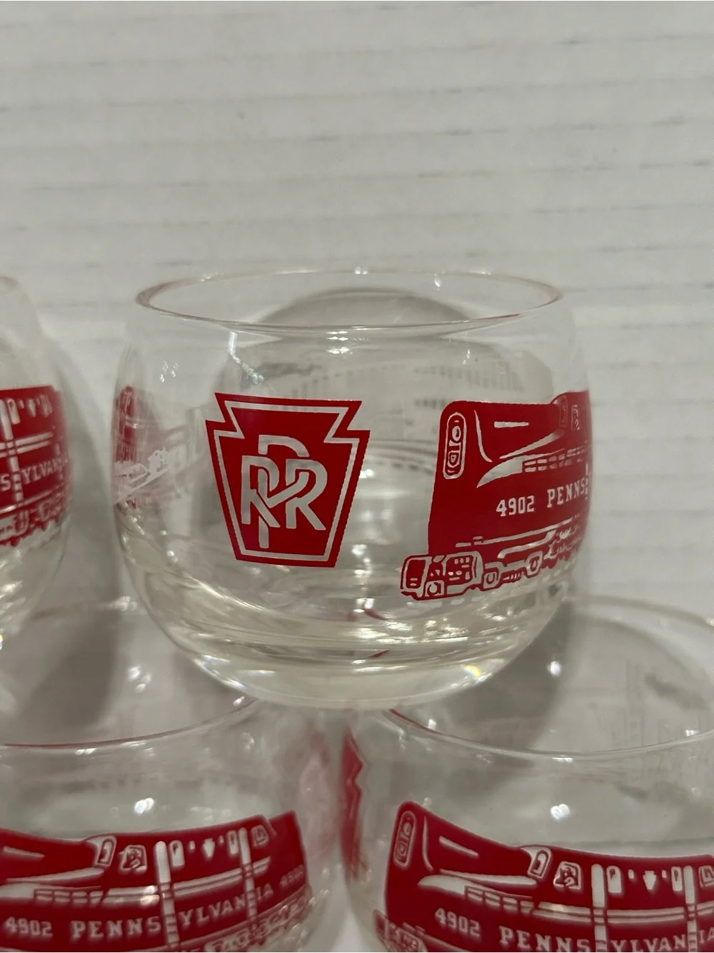1960 Pennsylvania Railroad 4902 Roly Poly Cocktail Bar Glasses Vintage Set of 5